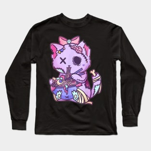 Cat Ra Bowl Pastel Goth Nu Goth Anime Otaku Japanese Long Sleeve T-Shirt